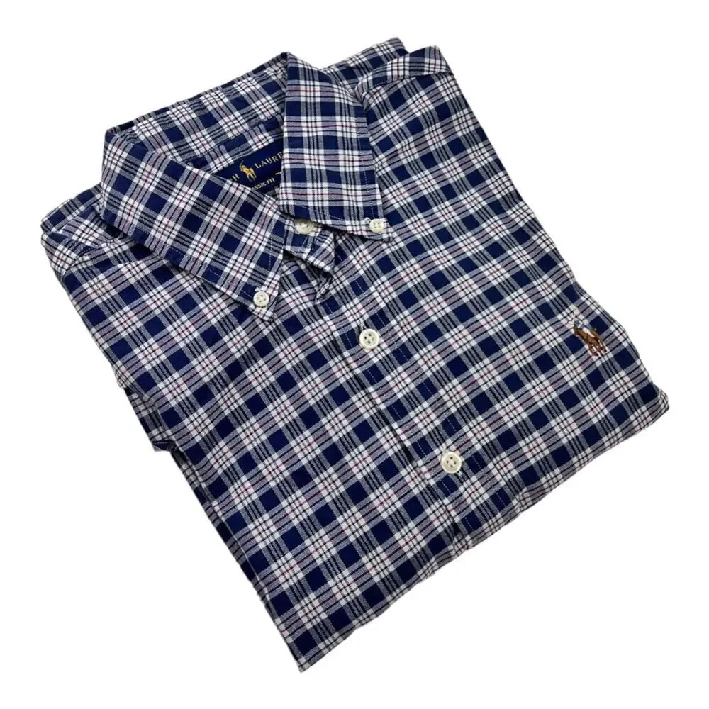 New POLO by Ralph Lauren Men Blue Plaid Shirt XS 100% Cotton | $89.50 - Picture 1 of 11